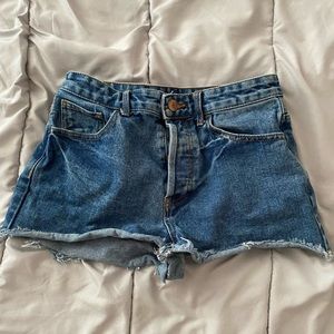 Distressed Medium Wash Denim Shorts